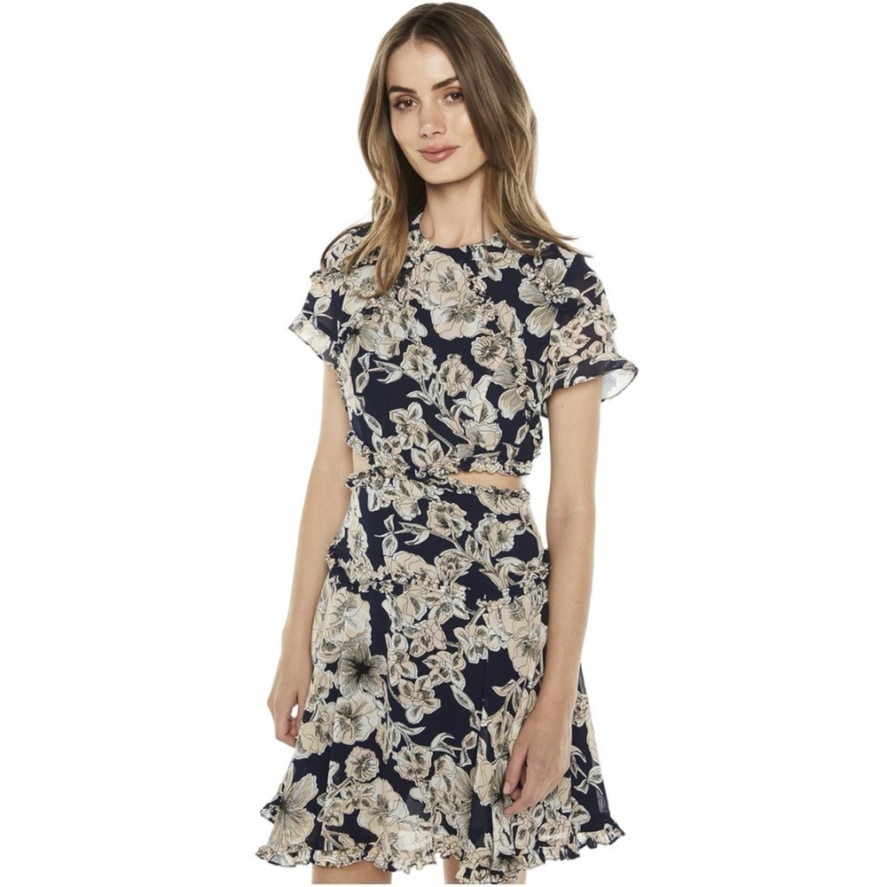 Bardot Navy Floral Print Brianna Mini Dress US S/6